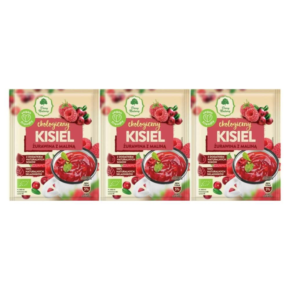 3 x Kisiel do Kubka Żurawina z Maliną Eko 30 g - Dary Natury