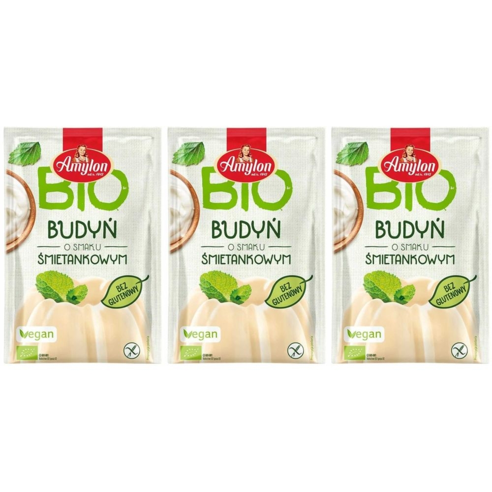 3 x Budyń o Smaku Śmietankowym Bezglutenowy Bio 40 g - Amylon