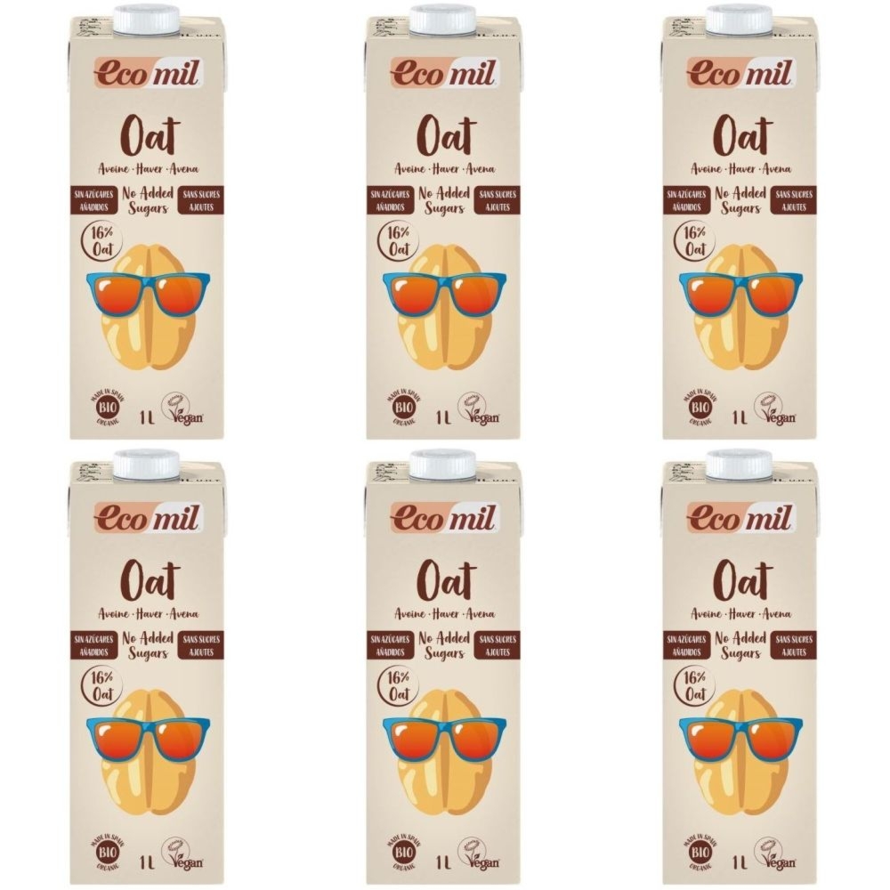 6 x Napój Owsiany Bez Dodatku Cukru Bio 1 l - Ecomil