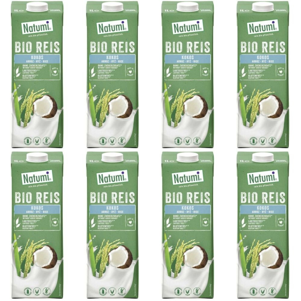 8 x Napój Ryżowo-Kokosowy Bezglutenowy Bio 1 l UHT Natumi