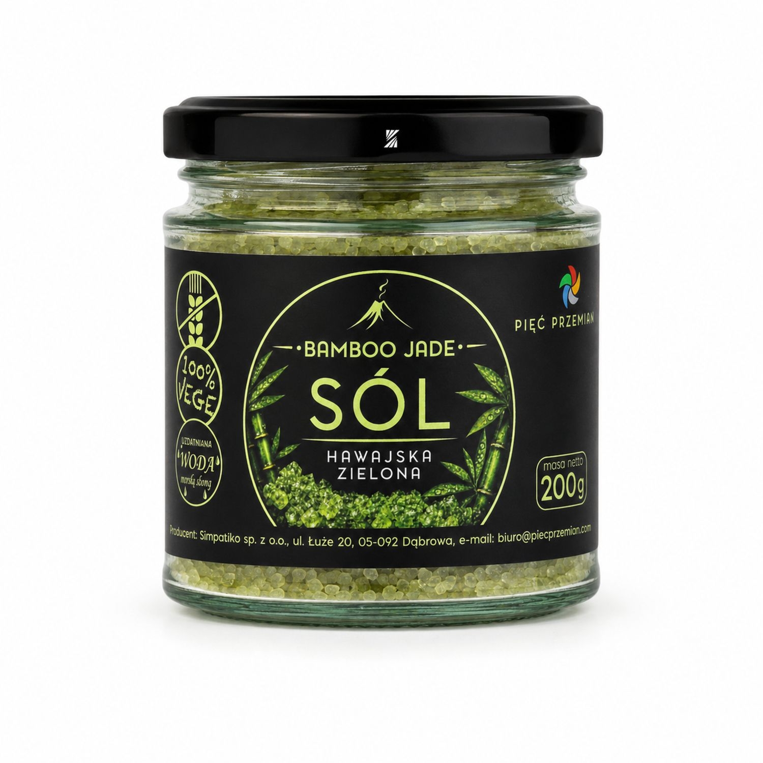 Sól Hawajska Zielona Bamboo Jade Bezglutenowa 200 g - Pięć Przemian
