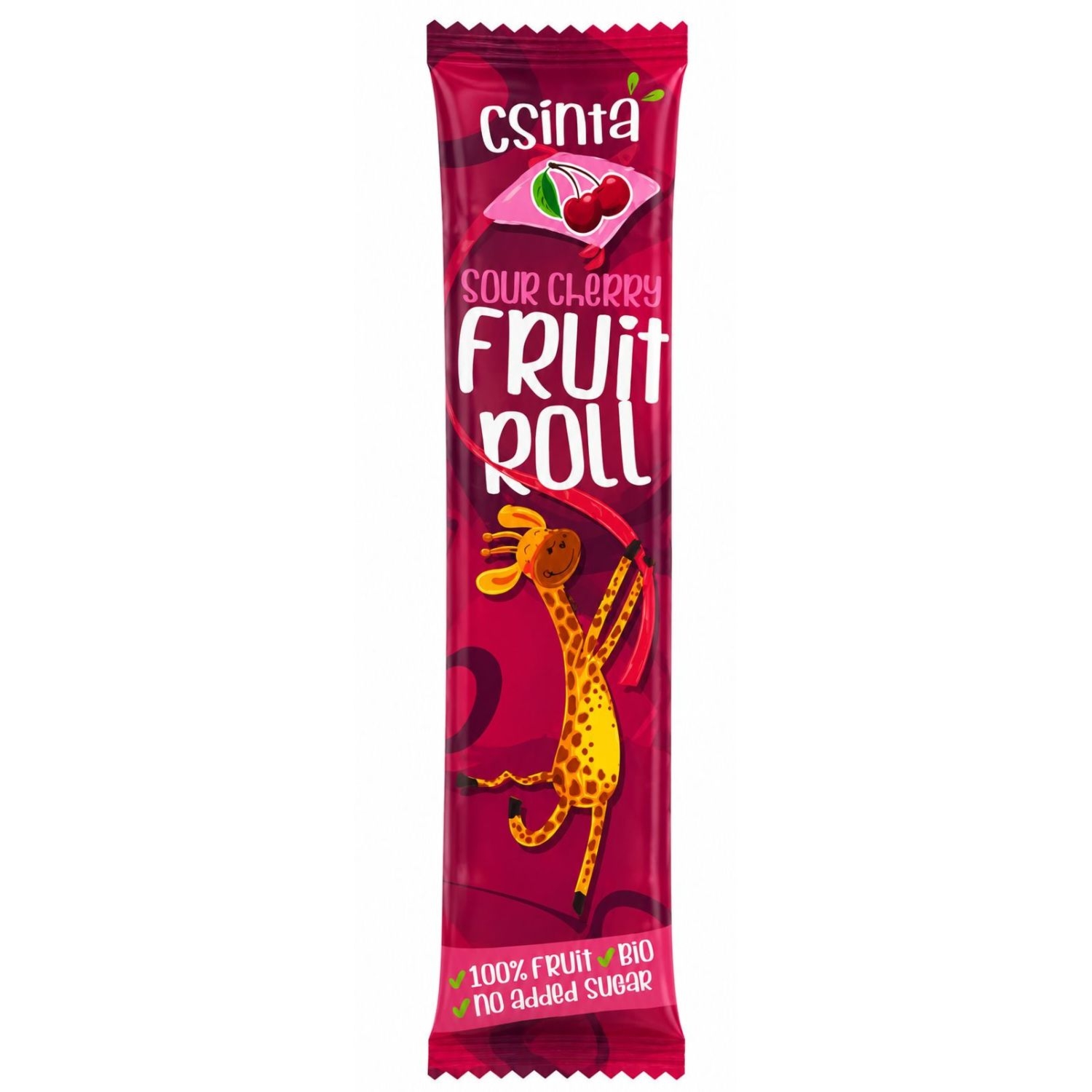 Przekąska Roll Jabłko i Wiśnia Bez Dodatku Cukru Bio 12 g - Csinta