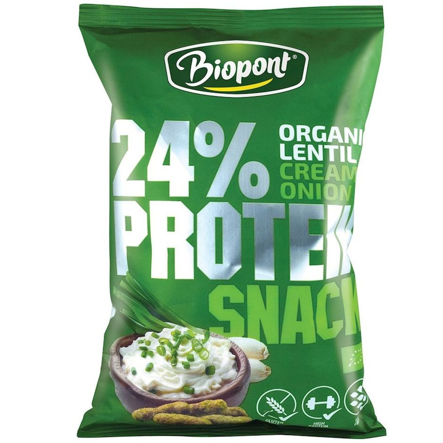 Chrupki Proteinowe o Smaku Śmietanki z Cebulą Bezglutenowe Bio 50 g - Biopont