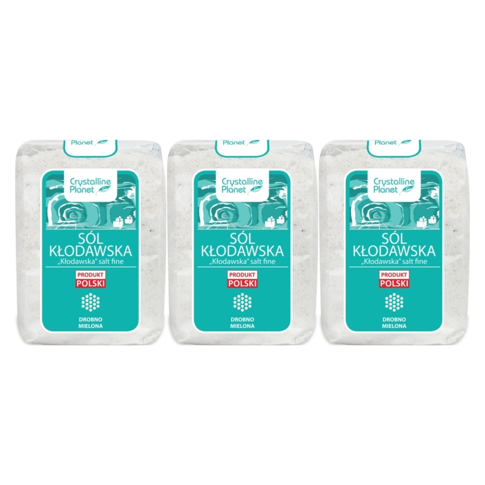 3 x Sól Kłodawska Drobno Mielona 600 g - Crystalline Planet