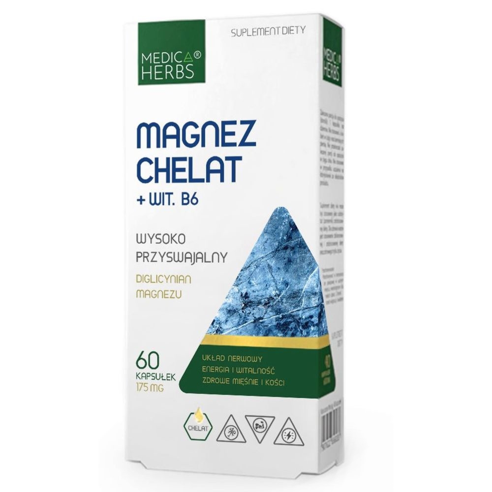 Magnez Chelat+ Witamina B6 60 Kapsułek - Medica Herbs