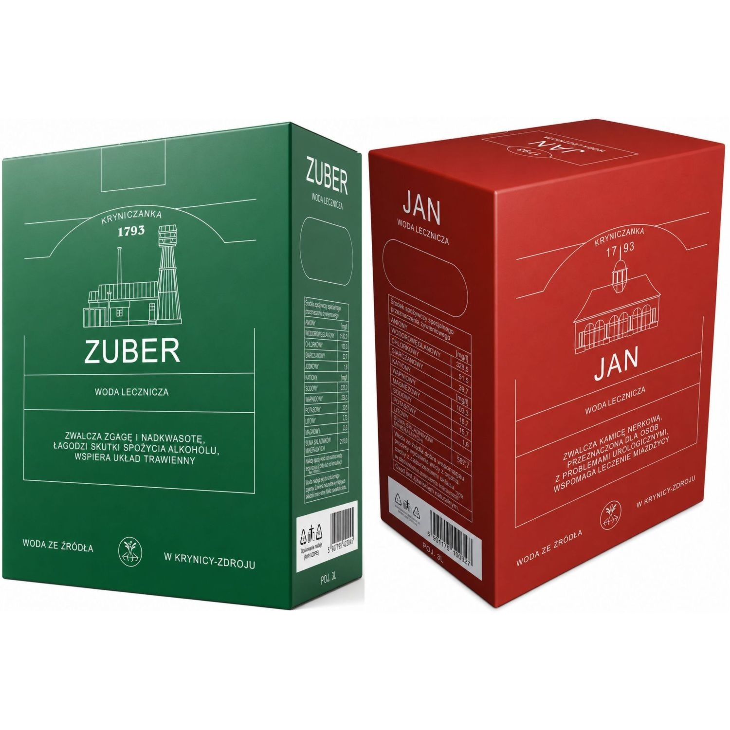Zuber - Karton 3 l - Woda Lecznicza - Kryniczanka+ JAN - Woda Lecznicza w Kartonie 3 l - Kryniczanka