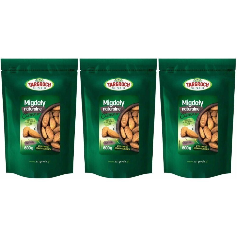 3 x Migdały Naturalne Ciemne 500 g - Targroch