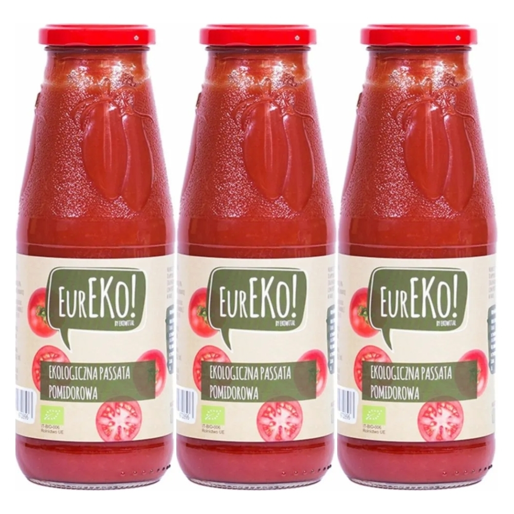 3 x Passata Pomidorowa Bio 680 g - Eureko - Bez dodatku soli