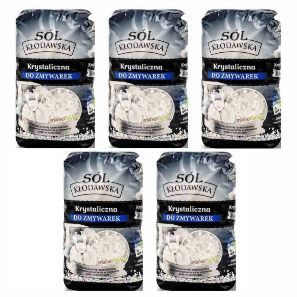 5 x Sól Kłodawska Krystaliczna do Zmywarki 1 kg - Kopalnia Soli Kłodawa