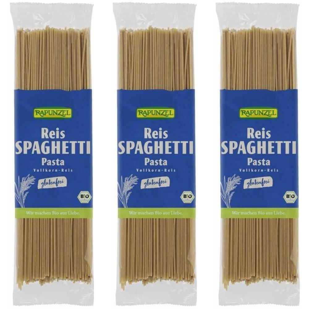 3 x Makaron Ryżowy Razowy Spaghetti Bezglutenowy Bio 250 g - Rapunzel