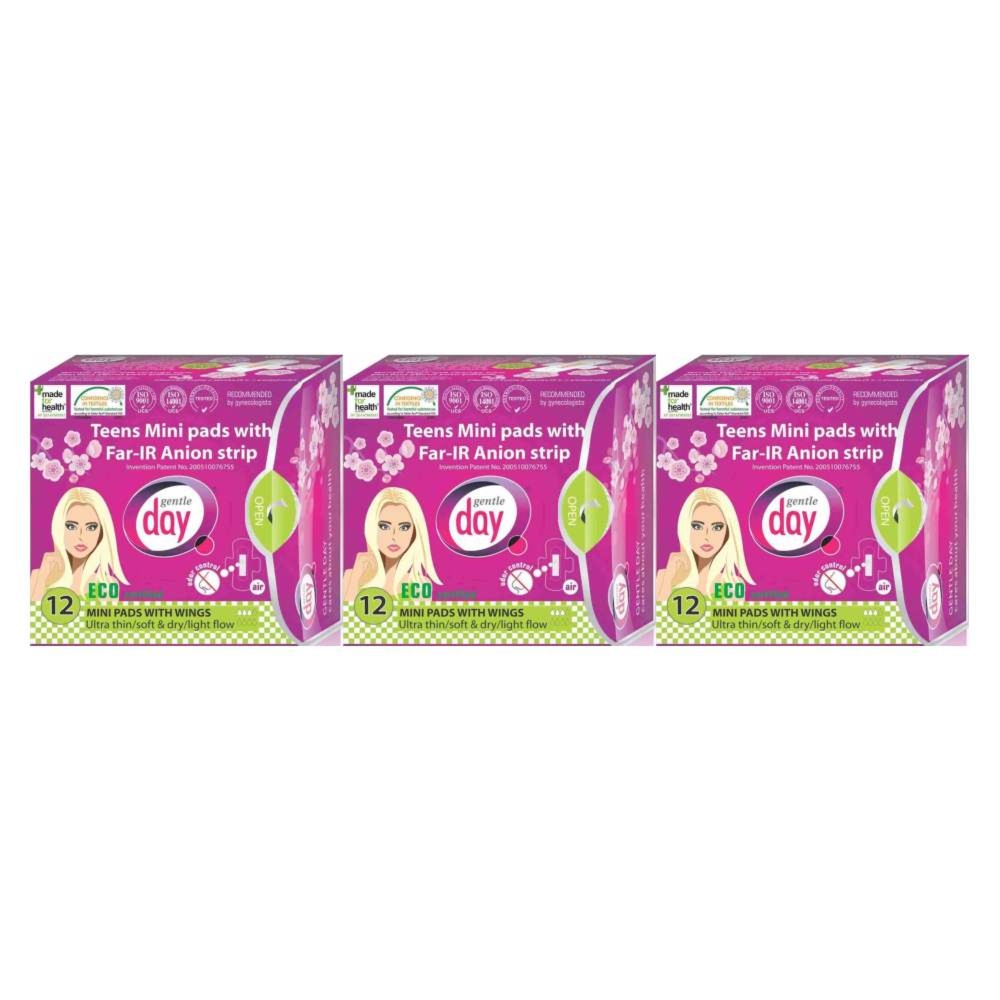 3 x Podpaski Higieniczne Mini Z Paskiem Anionowym 12 sztuk Gentle day