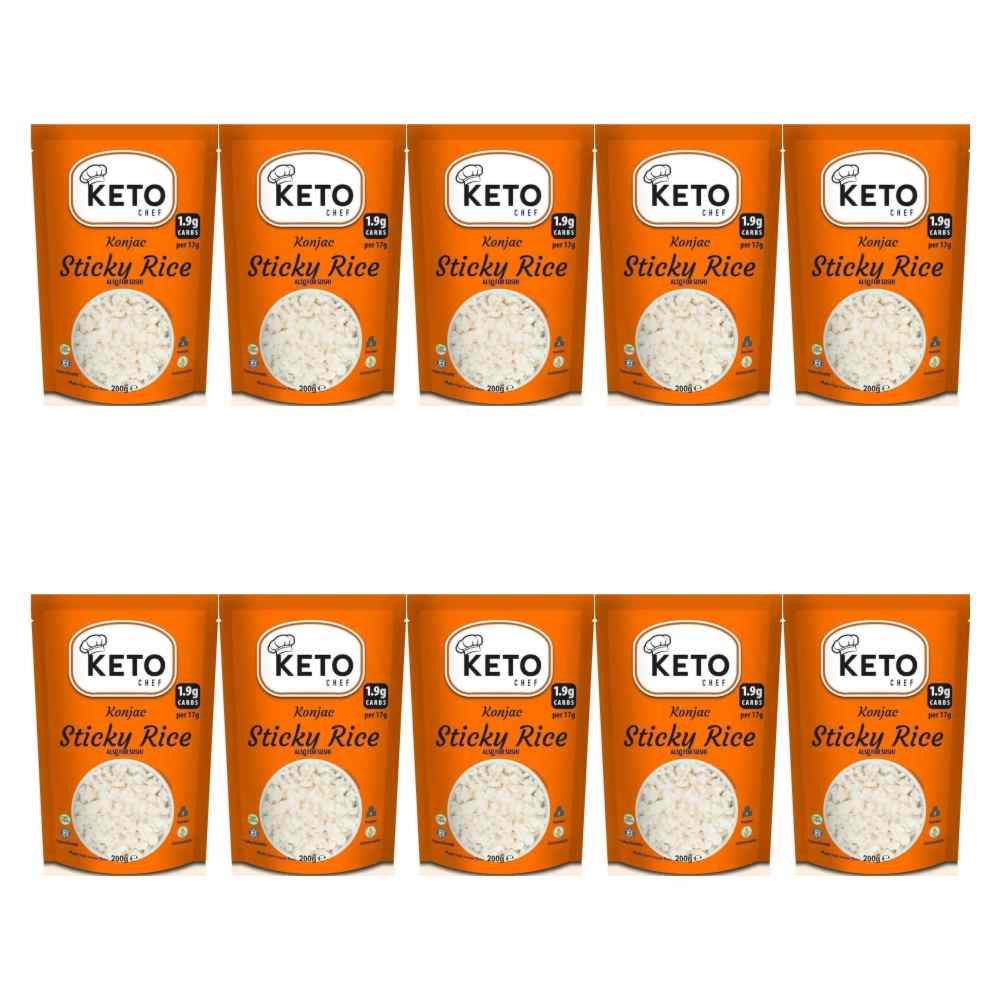 10 x Makaron Konjac w Kształcie Ryżu (Sticky Rice) do Sushi 200 g - Keto Chef