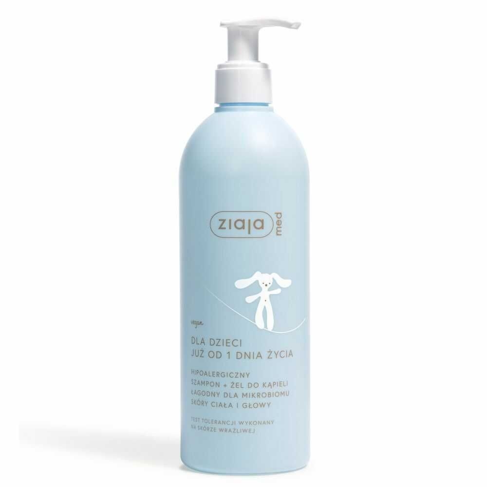 Hipoalergiczny Żel do Kąpieli plus Szampon Dla Dzieci 400 ml - Ziajka Med