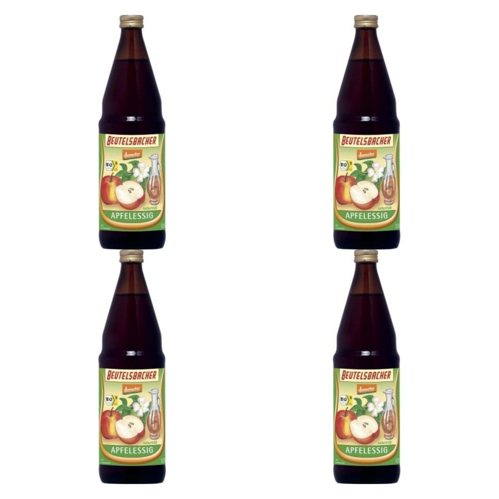 Zestaw 4 x Niepasteryzowany Ocet Jabłkowy Niefiltrowany Bio 750 ml Demeter