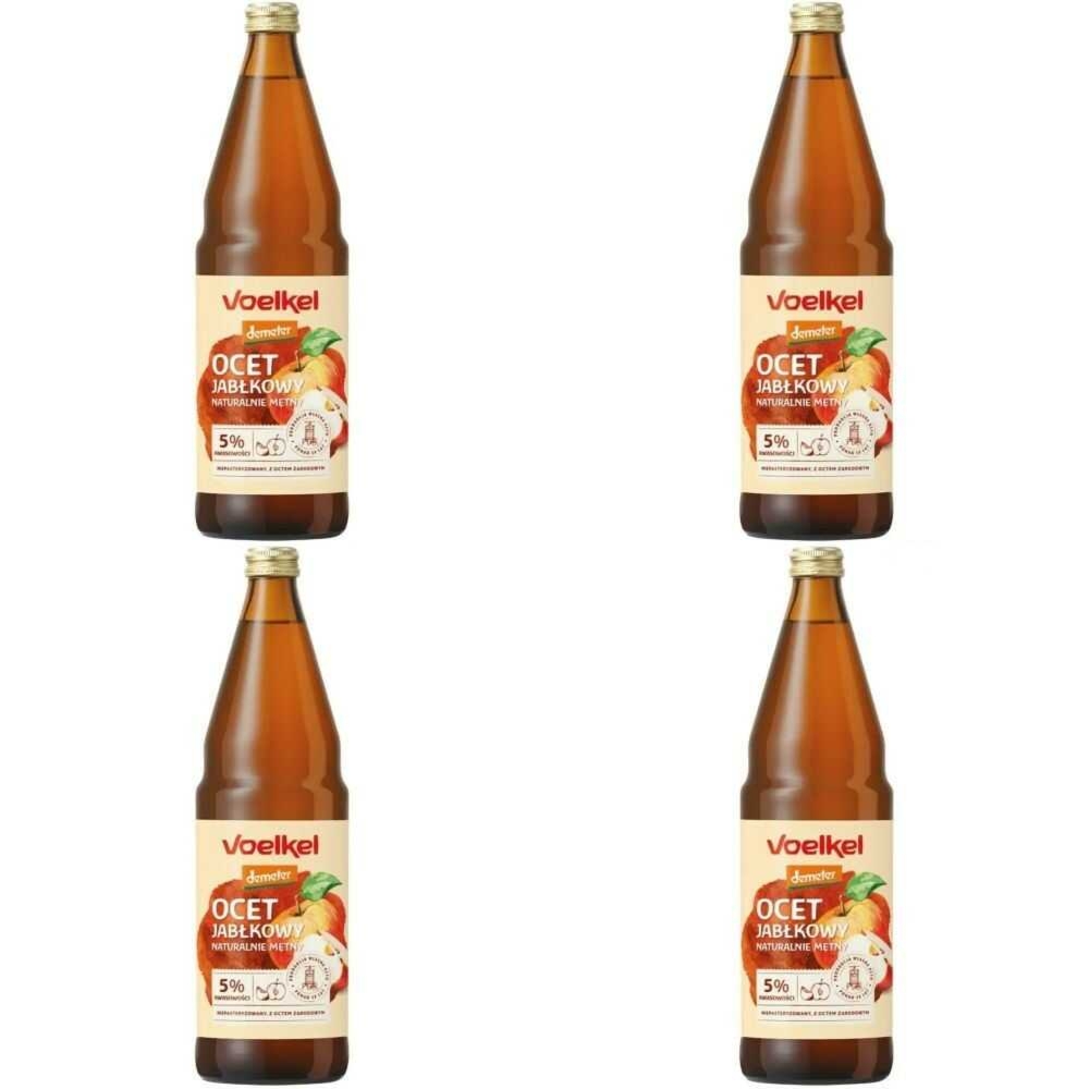 Zestaw 4 x Ocet Jabłkowy Niepasteryzowany Niefiltrowany Bio DEMETER 750 ml - Voelkel