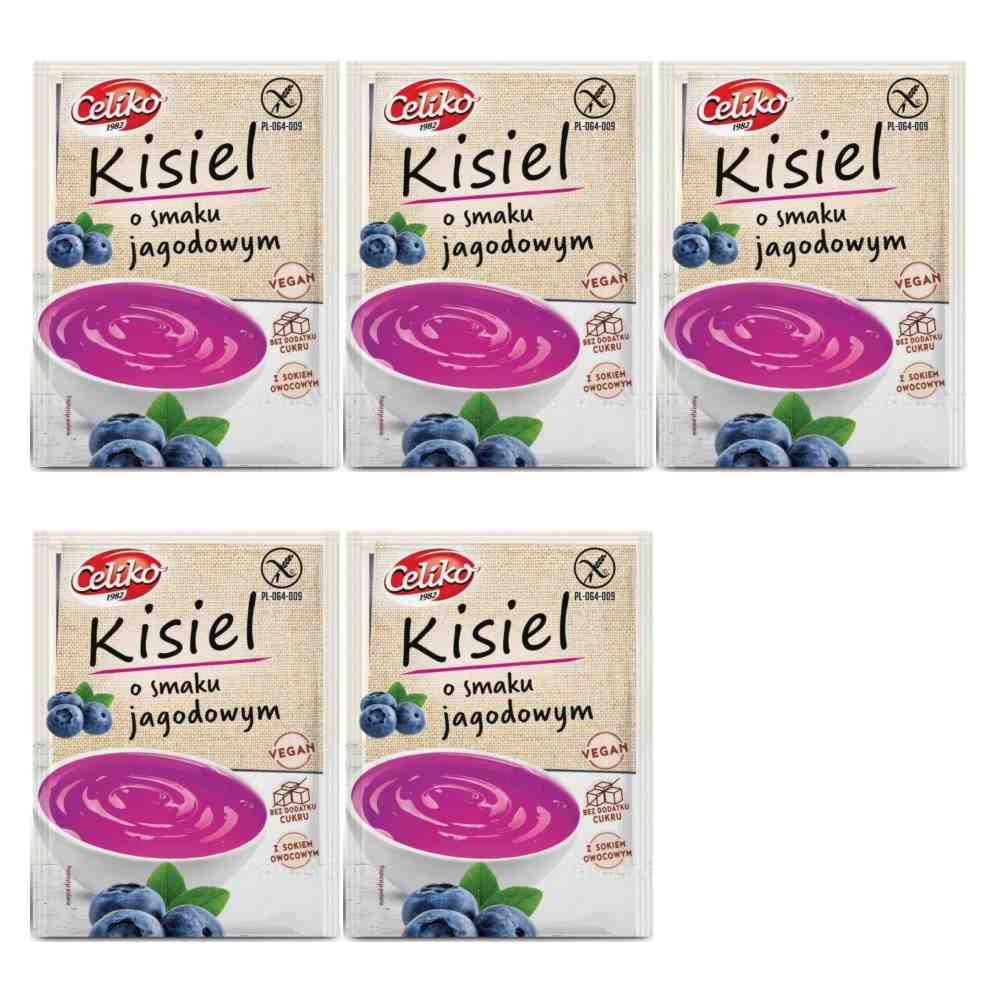 Zestaw 5 x Kisiel o Smaku Jagodowym 40 g - Celiko