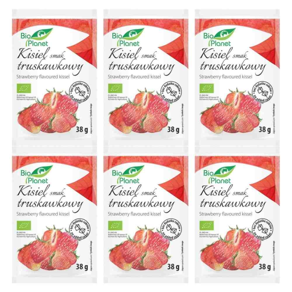 6 x Kisiel o Smaku Truskawkowym z Liofilizowanymi Truskawkami Bez Dodatku Cukru Bio 38 g - Bio Planet