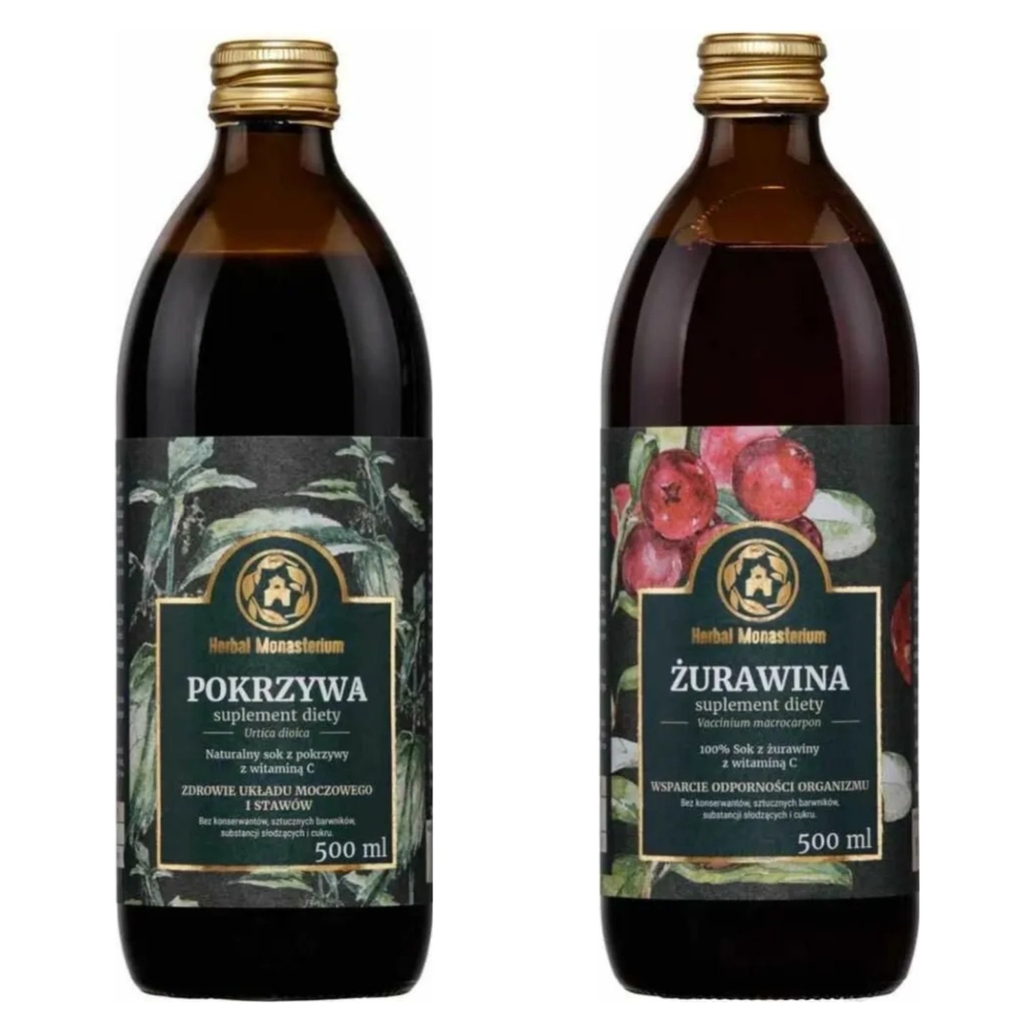 Pokrzywa 500 ml  + Żurawina 500 ml - Herbal Monasterium