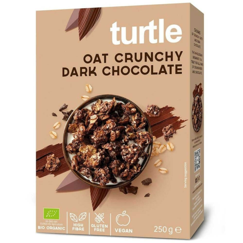 Musli Owsiane z Gorzką Czekoladą Pieczone Bezglutenowe Bio 250 g - Turtle