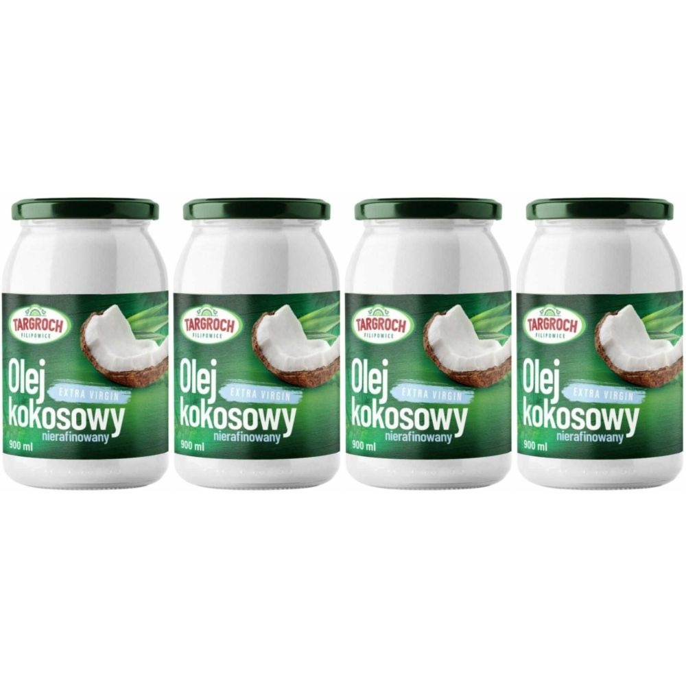 Zestaw 4 x Olej Kokosowy Extra Virgin Nierafinowany 900 ml - Targroch