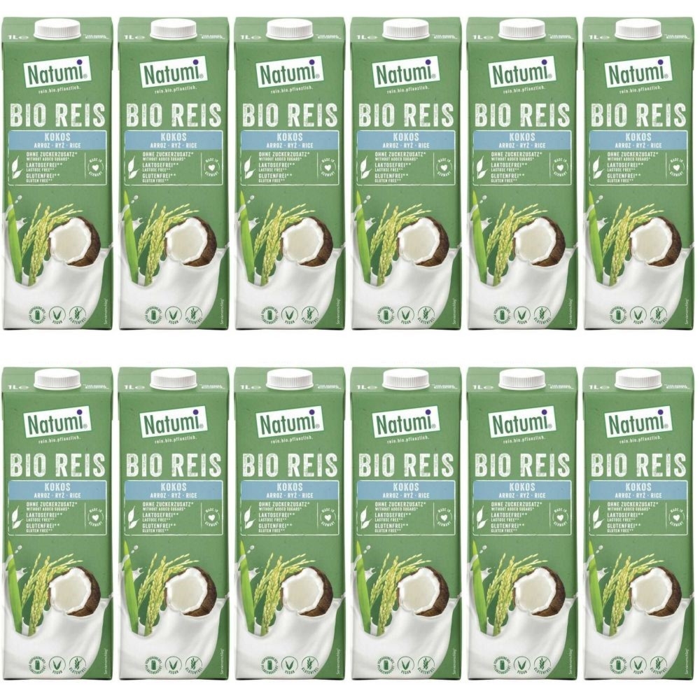 12 x Napój Ryżowo-Kokosowy Bezglutenowy Bio 1 l UHT Natumi