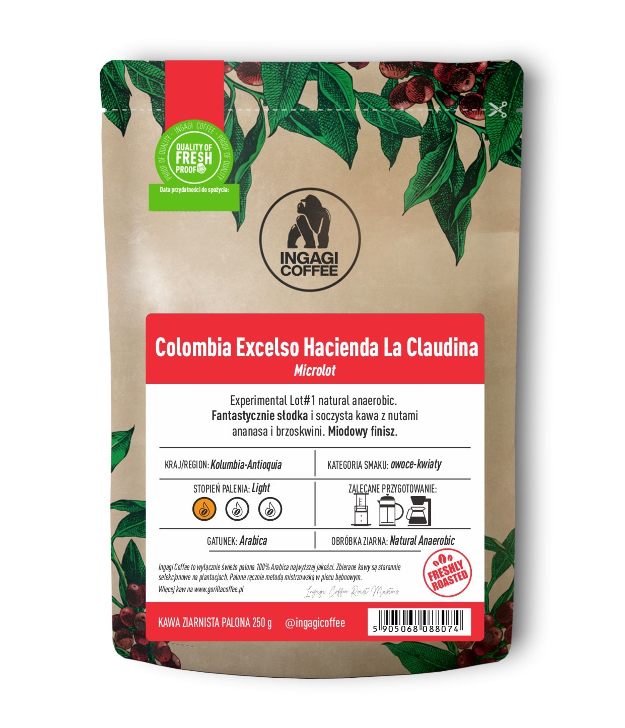 Kawa Colombia Excelso Hacienda La Claudina 250g