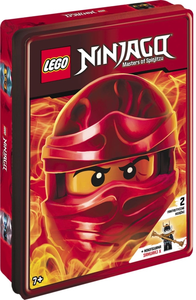 Zestaw książek z klockami LEGO Ninjago w metalowej puszce
