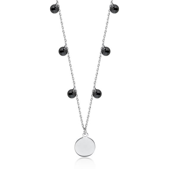 Srebrny naszyjnik z kołkiem i czarnymi cyrkoniami