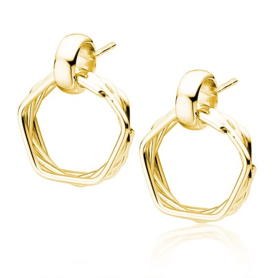 Srebrne kolczyki kółka pokryte żółtym złotem