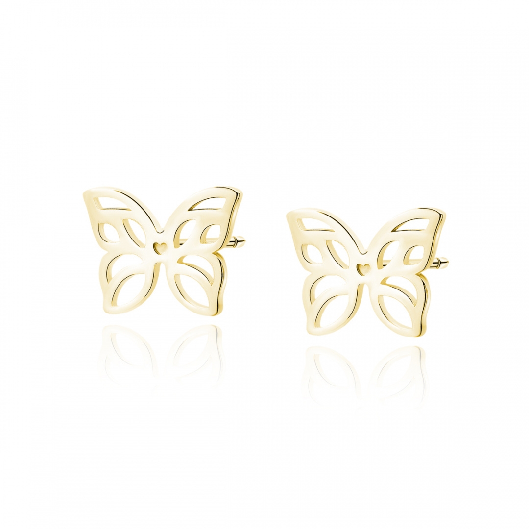 Srebrne kolczyki pozłacane motylki dla dziewczynki