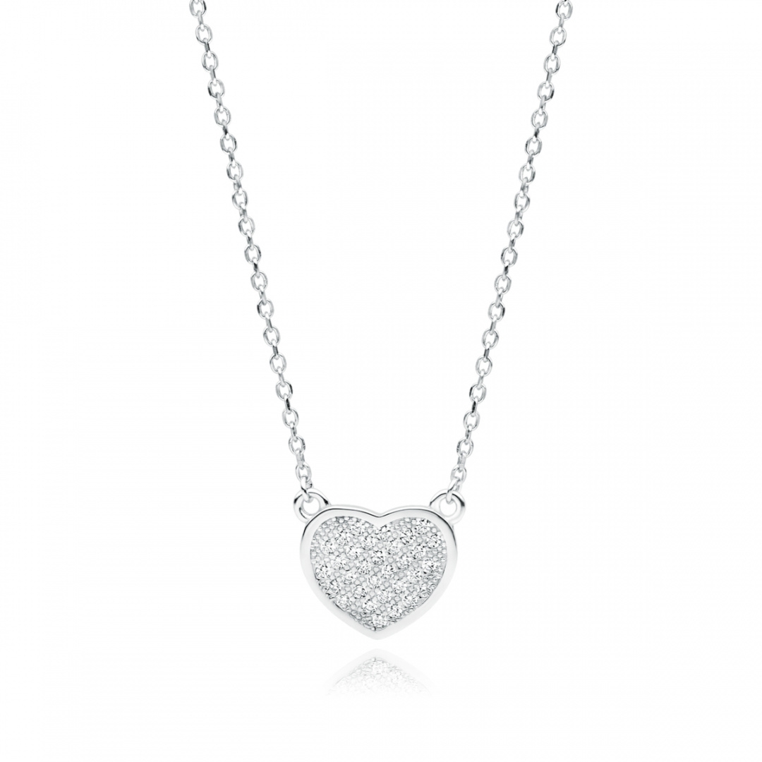Srebrny naszyjnik z sercem i cyrkoniami