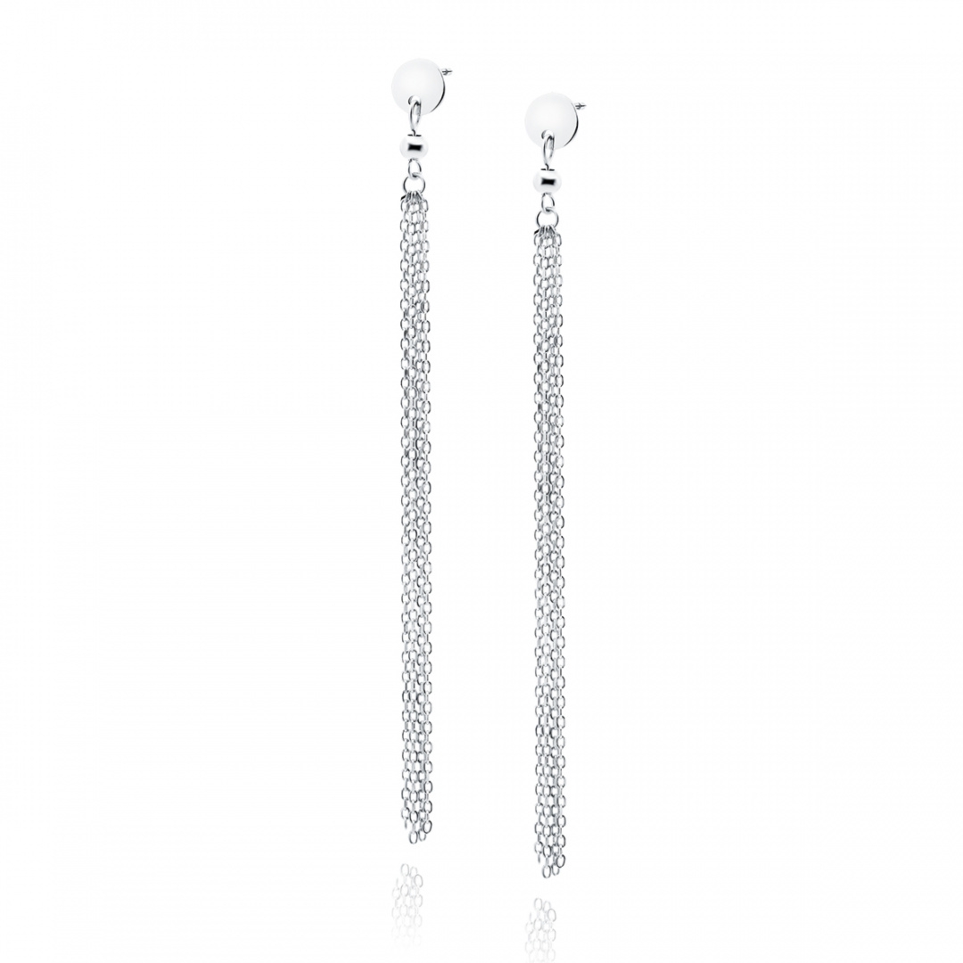 Kolczyki srebrne długie wiszące łańcuszki