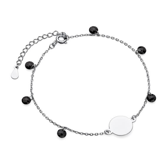 Srebrna bransoletka kółko i czarne cyrkonie / spinele Sentiell
