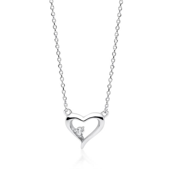 Srebrny naszyjnik serce z cyrkonią prezent serduszko