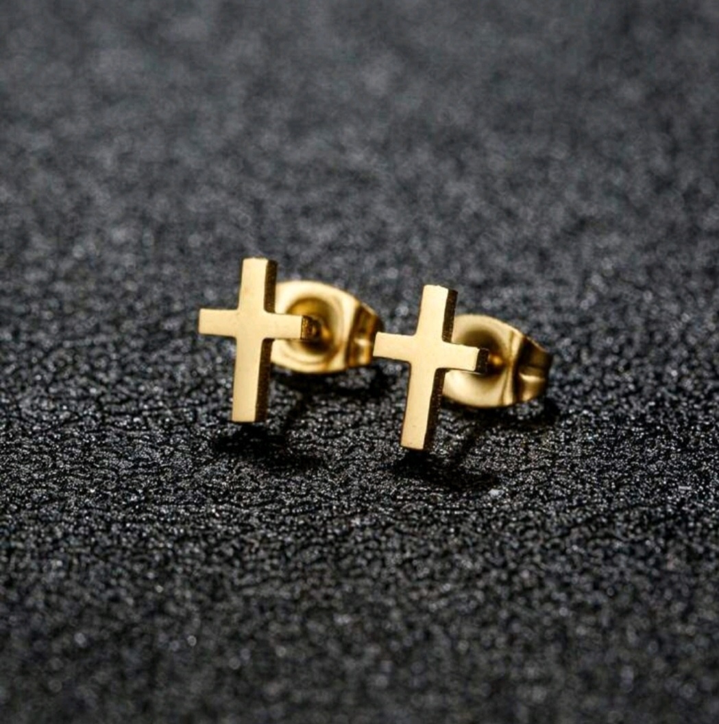 Kolczyki krzyże złote krzyżyki ze stali chirurgicznej 316l