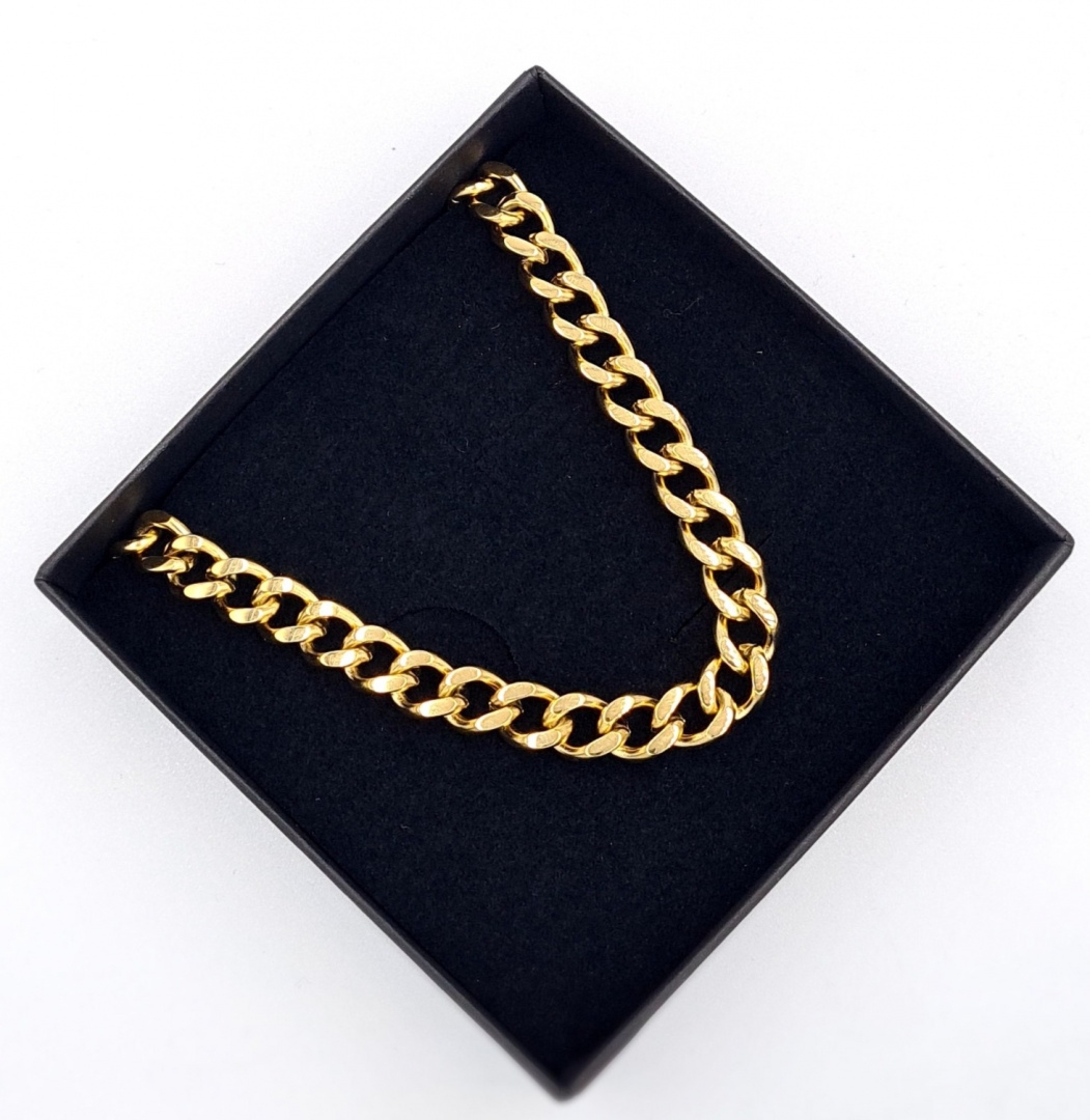 Naszyjnik złoty szeroki łańcuch pancerka stal chirurgiczna 50cm