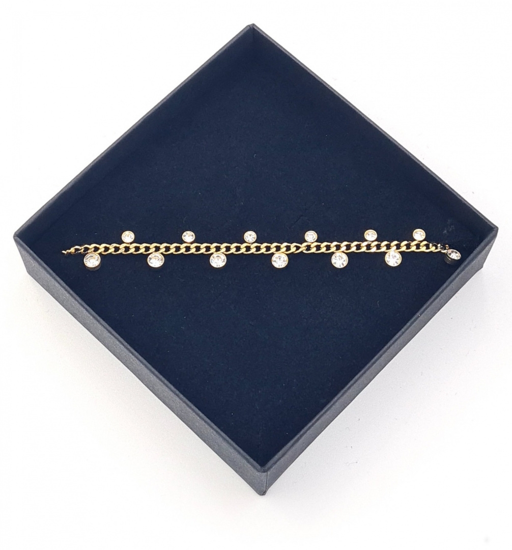 Bransoletka ze stali chirurgicznej pancerka z cyrkoniami