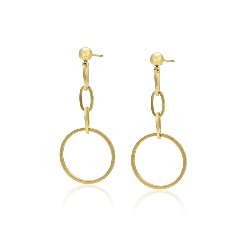 Kolczyki wiszące ze stali chirurgicznej koła na łańcuszkach grawer