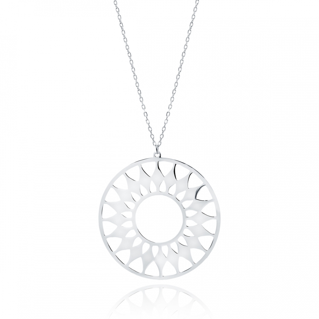 Srebrny naszyjnik mandala zawieszka w stylu boho