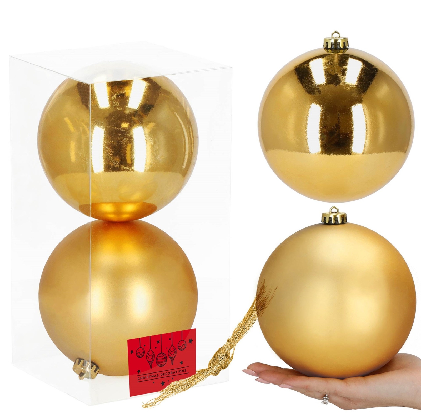 Bombki choinkowe 2 szt. zawieszki na choinkę ozdoby świąteczne 16 cm złote