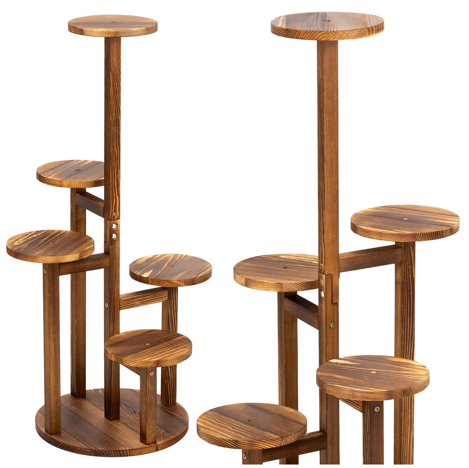 Kwietnik drewniany 87 cm z 6 półkami stojak na rośliny, brązowy