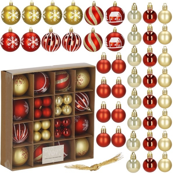 Bombki choinkowe 42 szt. ozdoby świąteczne zestaw 3/6cm