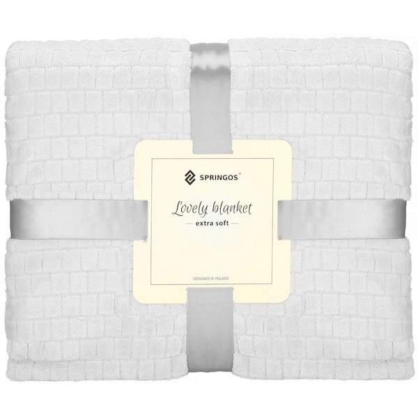 Narzuta na łóżko, koc 170x210 cm jasnoszary dwustronny, tłoczony na kanapę