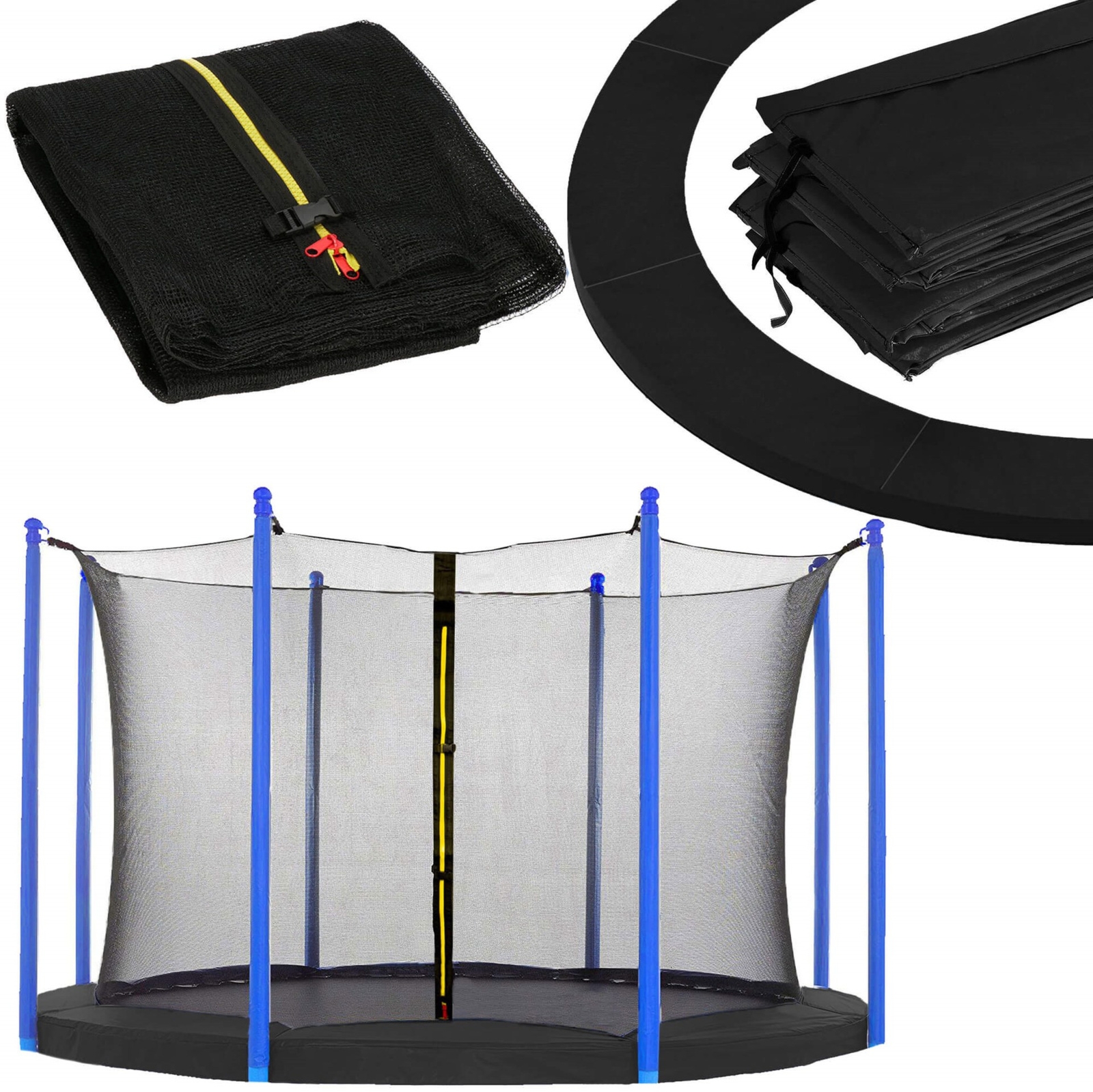 Osłona na sprężyny z siatką do trampoliny wewnętrzną 10FT 305 cm czarna