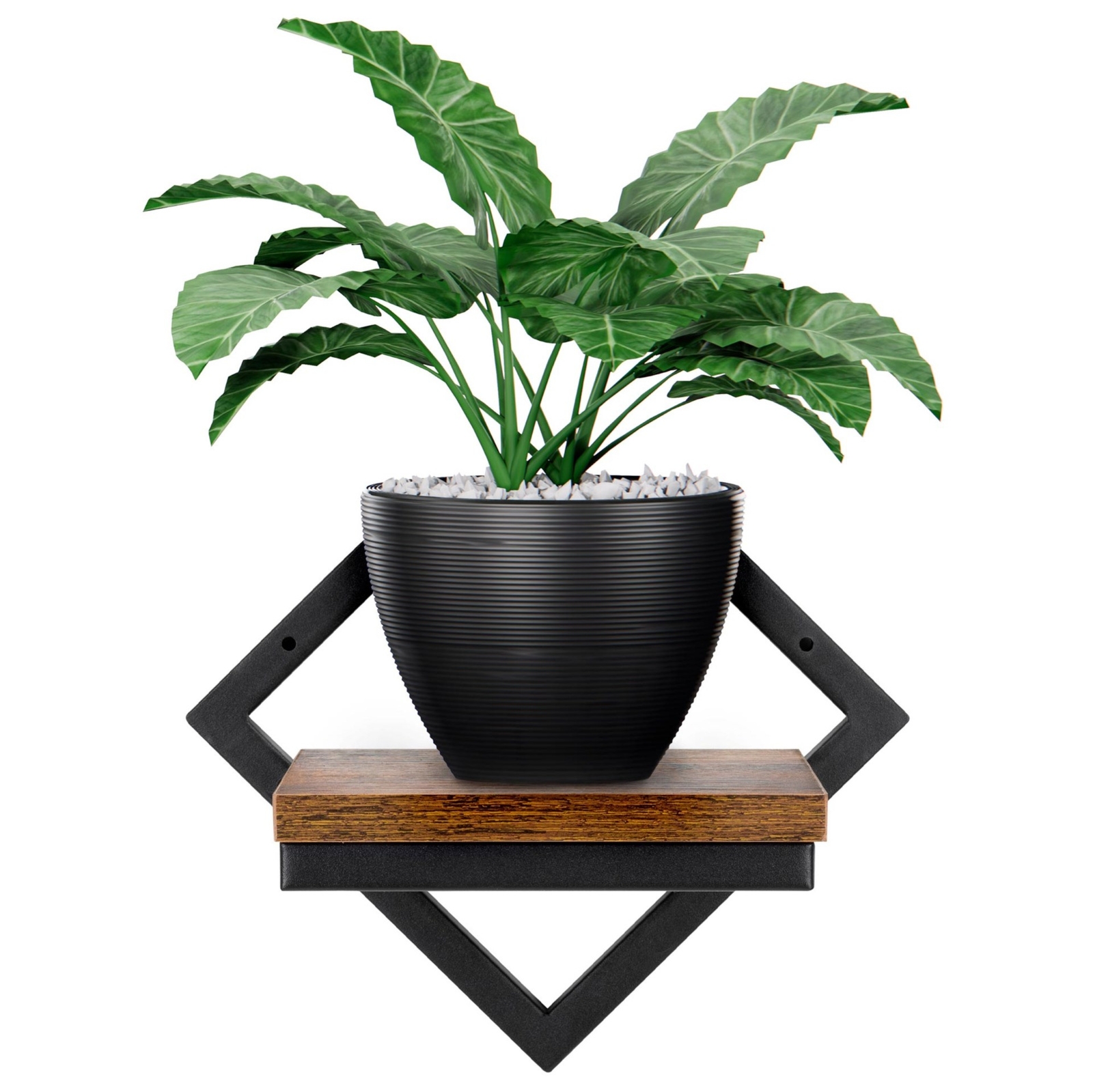 Półka ścienna, wisząca dekoracyjna 25,5x19x19 cm kwietnik czarno-brązowe