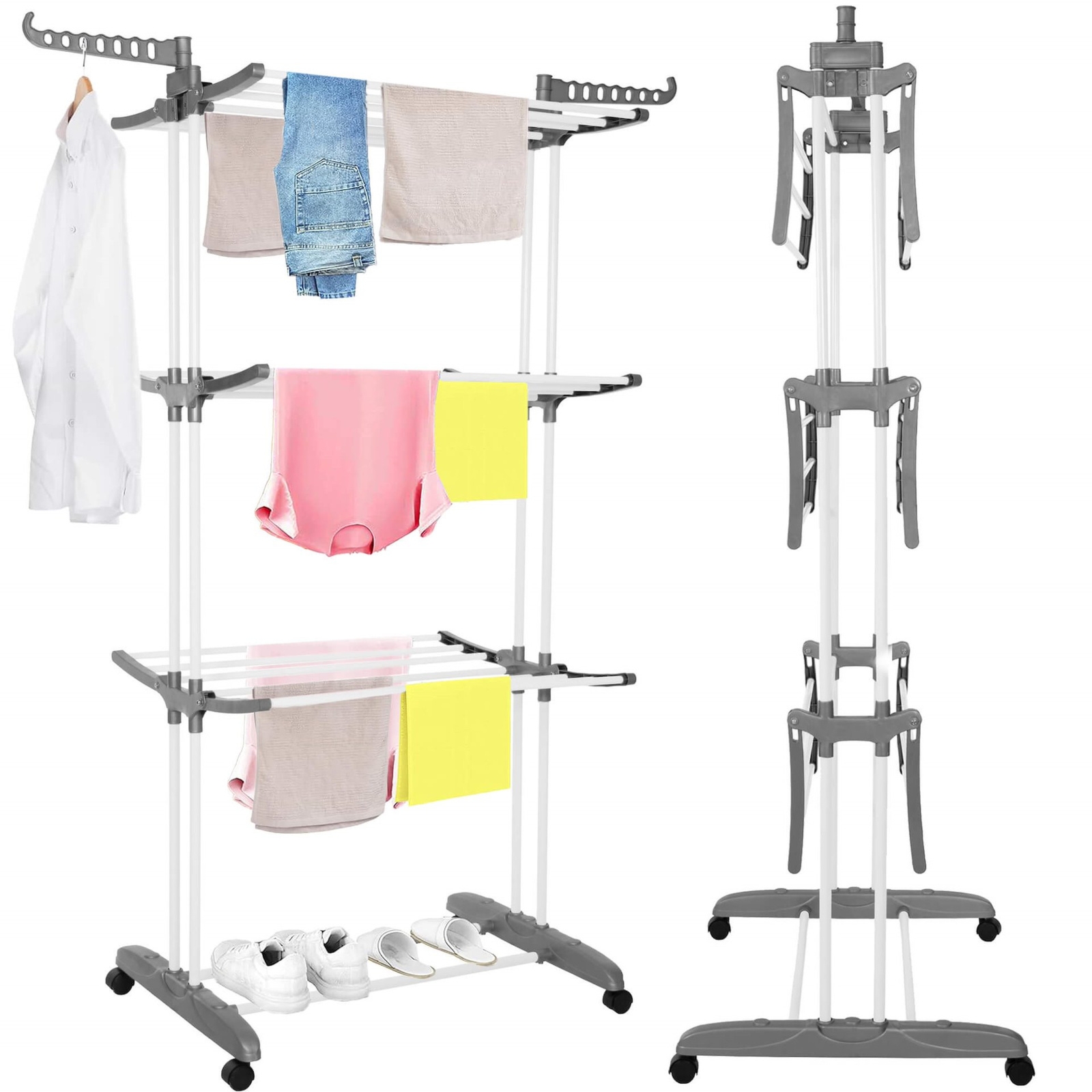 Suszarka na pranie składana na balkon 170x75,5x57 cm pionowa do suszenia ubrań, bielizny