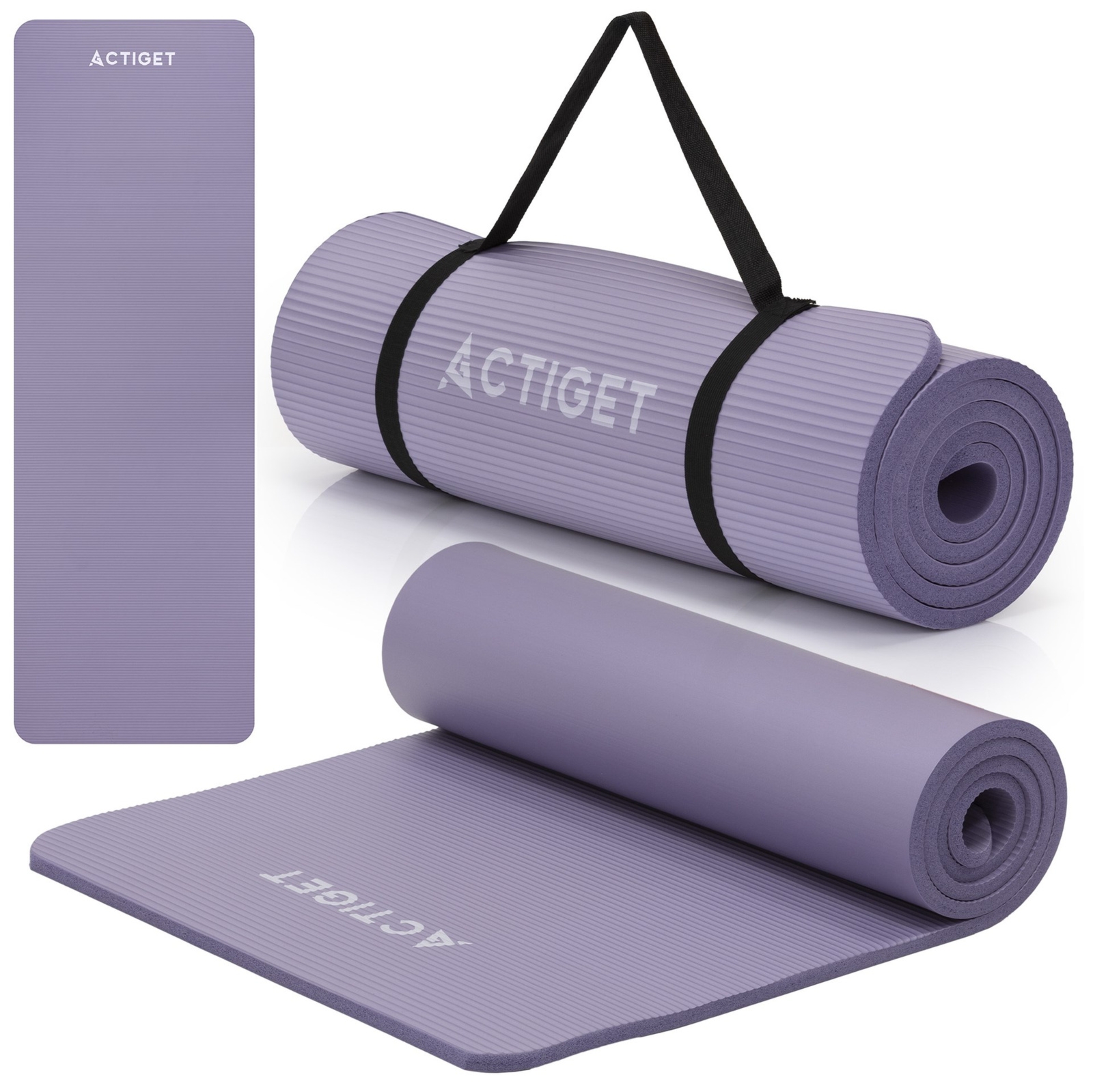 Mata do jogi, ćwiczeń fitness antypoślizgowa 183x61 cm materac do pilates, fioletowy