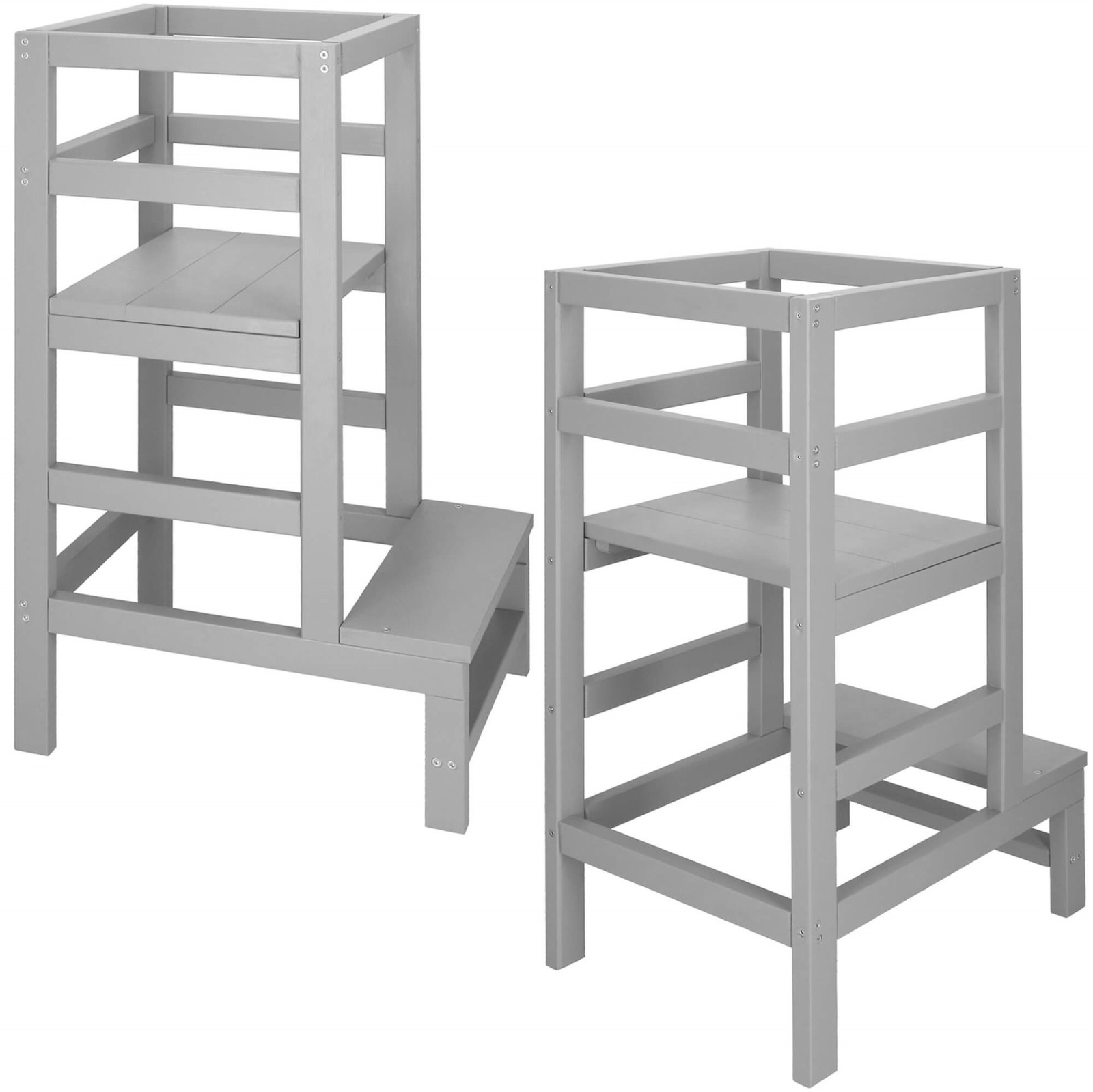 Pomocnik kuchenny 4-poziomowy kitchen helper, podest dla dzieci 90 cm szary