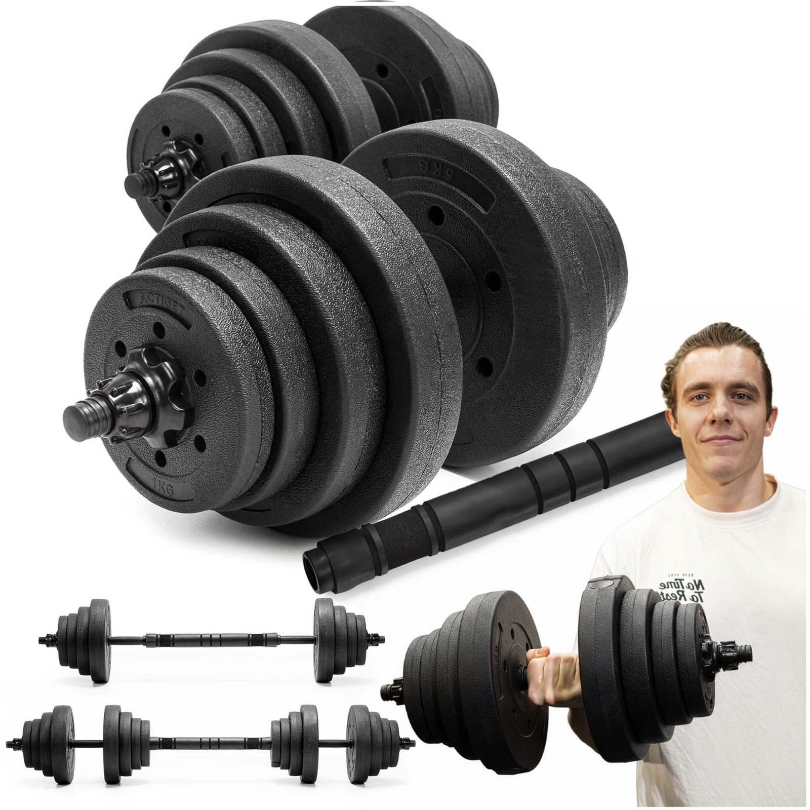 Hantle do treningu siłowego 20 kg regulowane zestaw gryf, sztanga 2x10 kg