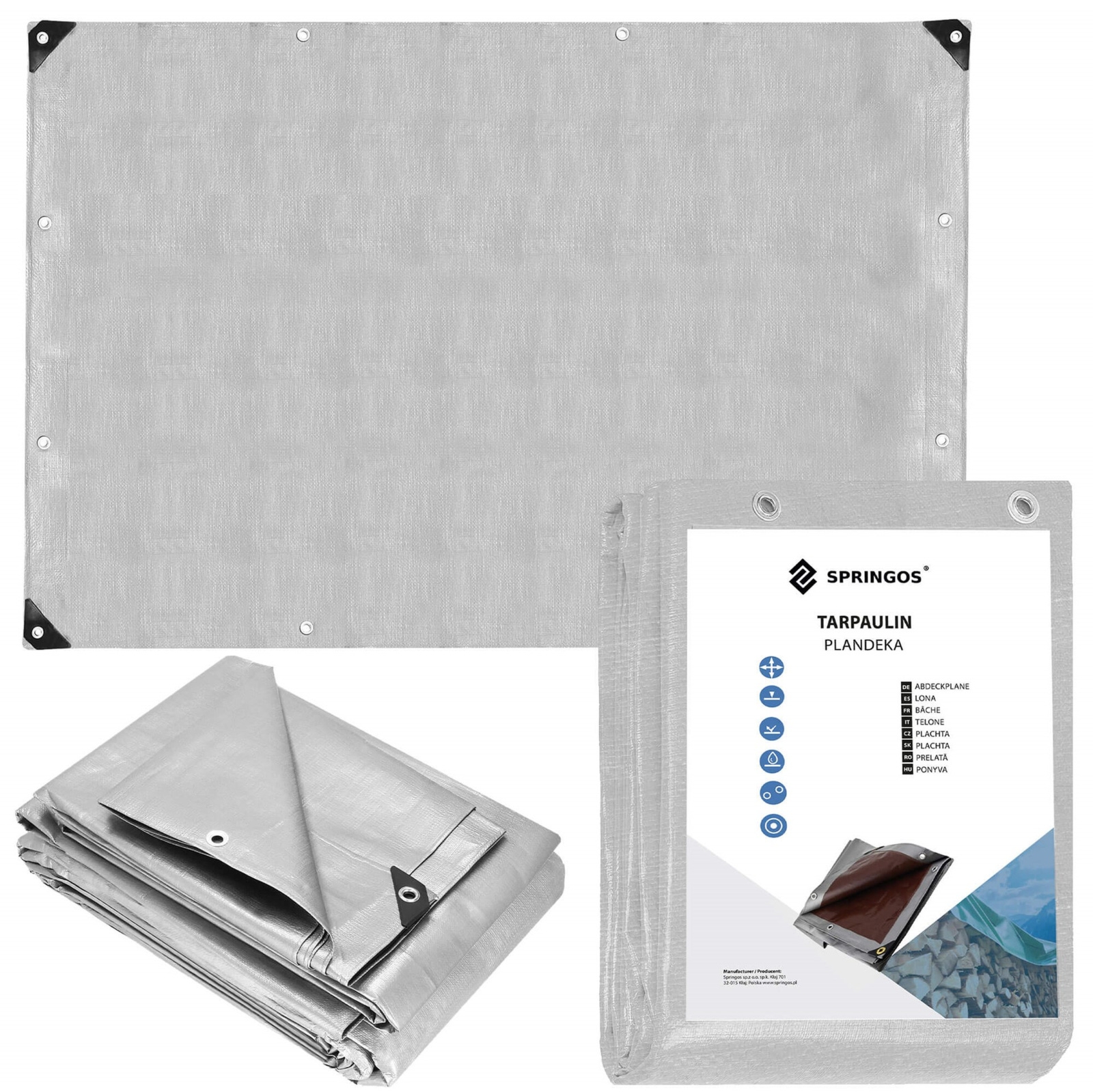 Plandeka ogrodowa 5x4 m 130 g/m2 wzmacniana płachta ochronna na samochód szara